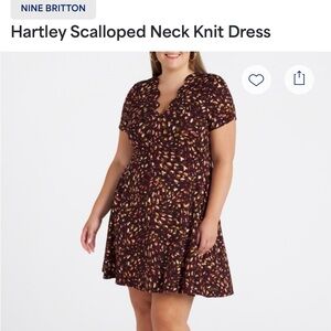 Knee length knit dress Nine Britton, Stitch Fix brand. Scalloped Edge neckline